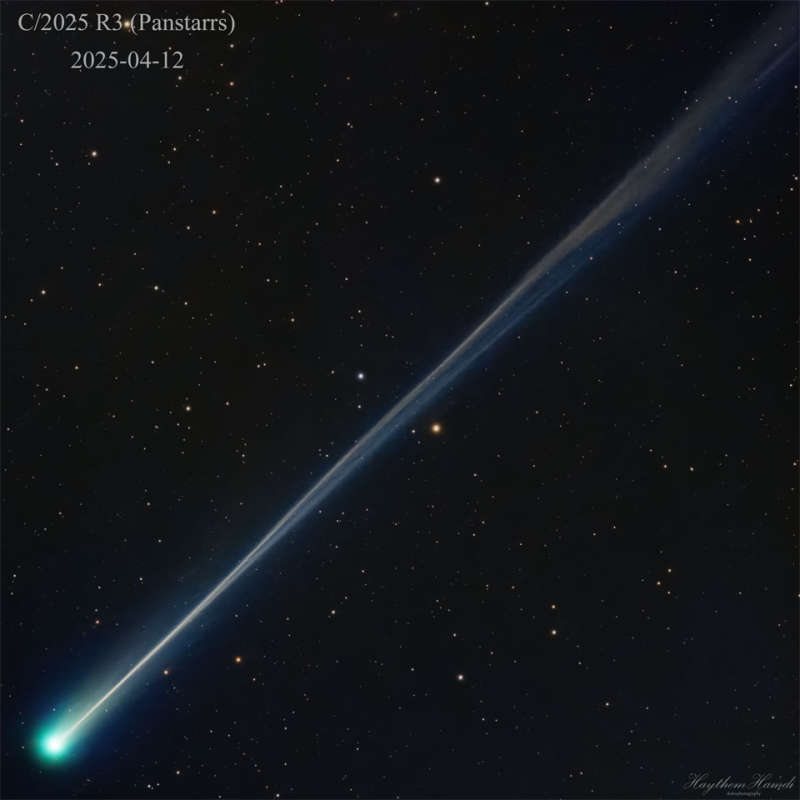 Длинный тонкий хвост кометы R3 (PanSTARRS)