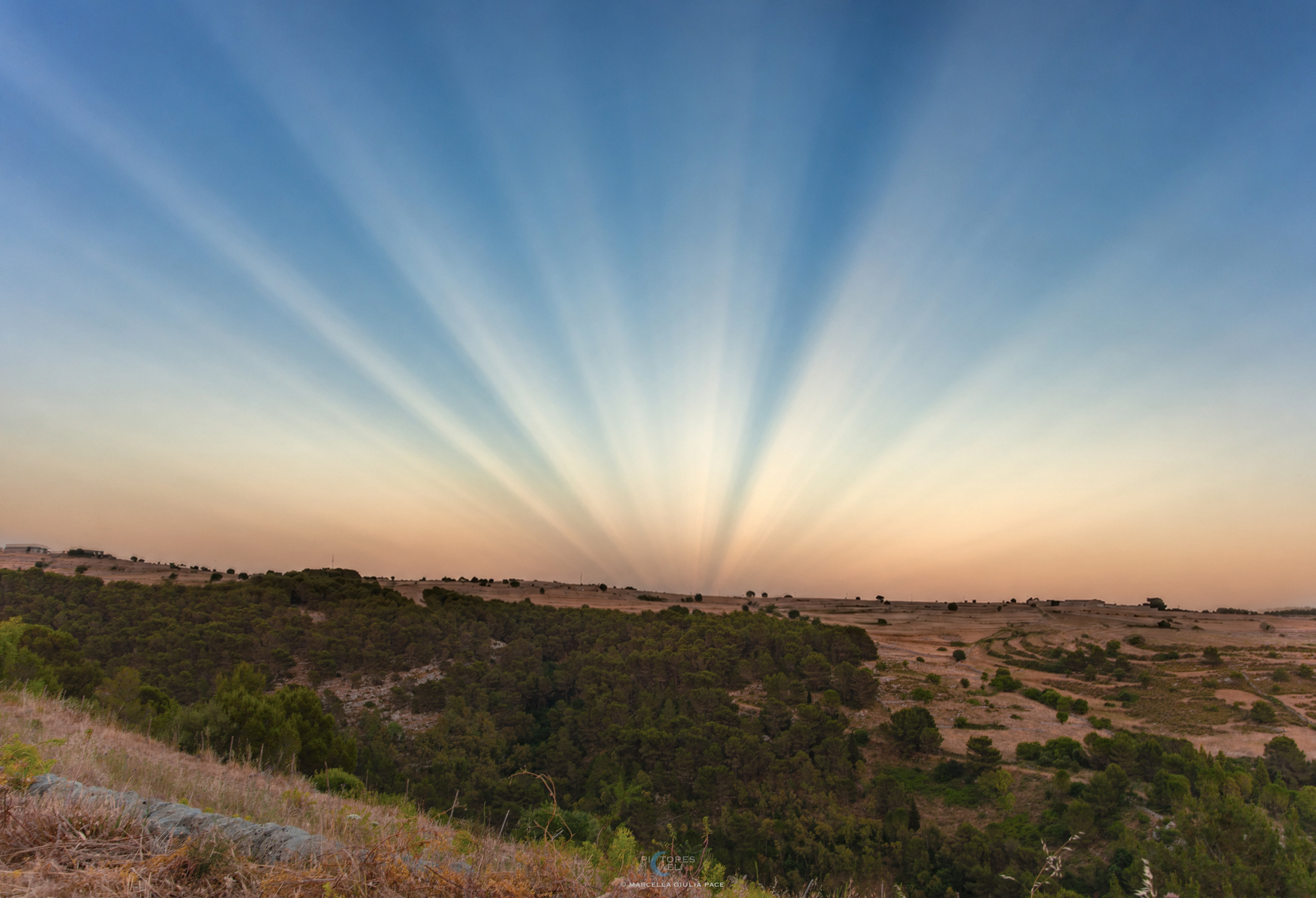 Anticrepuscular Rays over Sicily