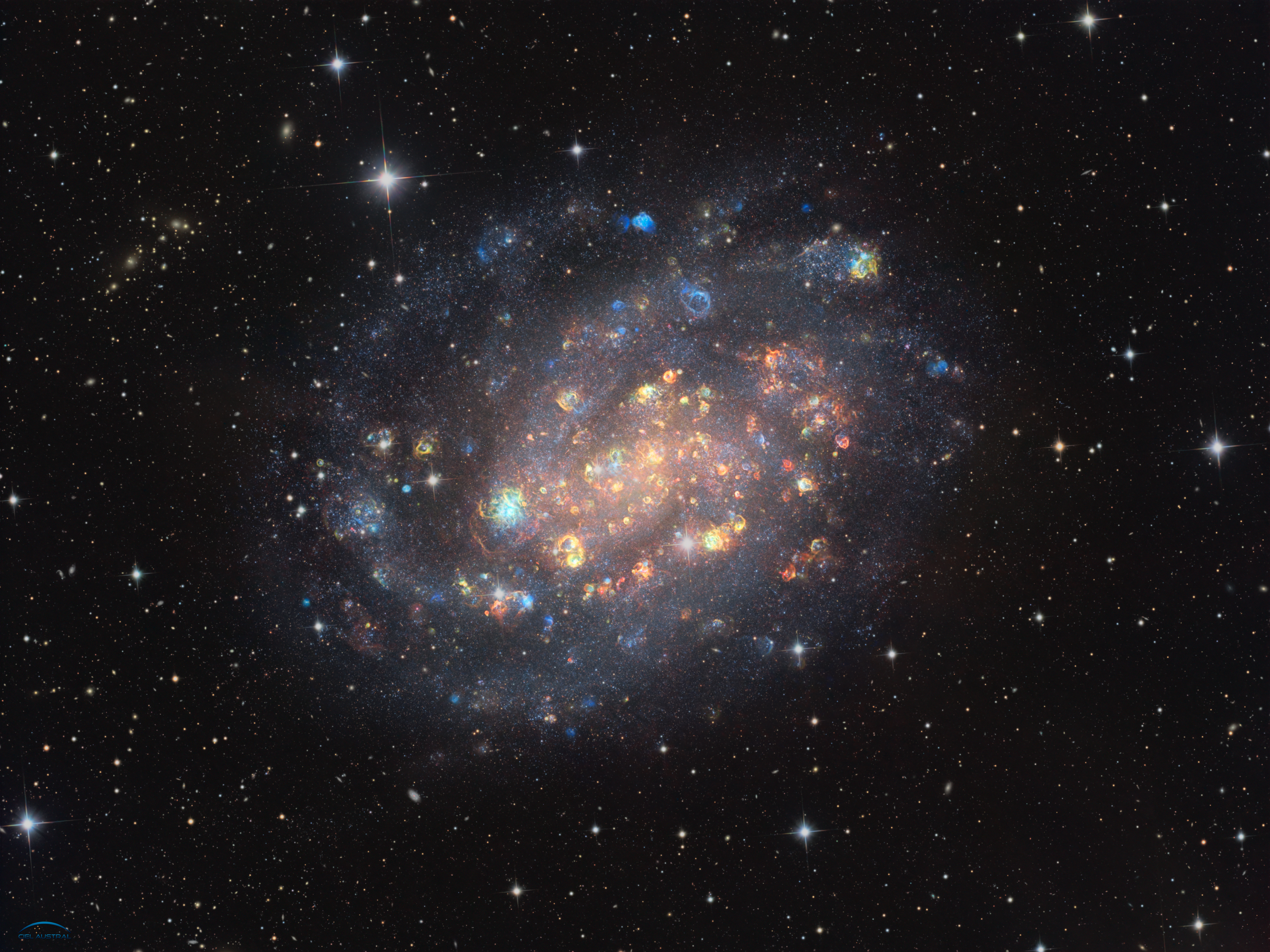 NGC 300: A Cosmic Gemstone with Stars and Gas Clouds
