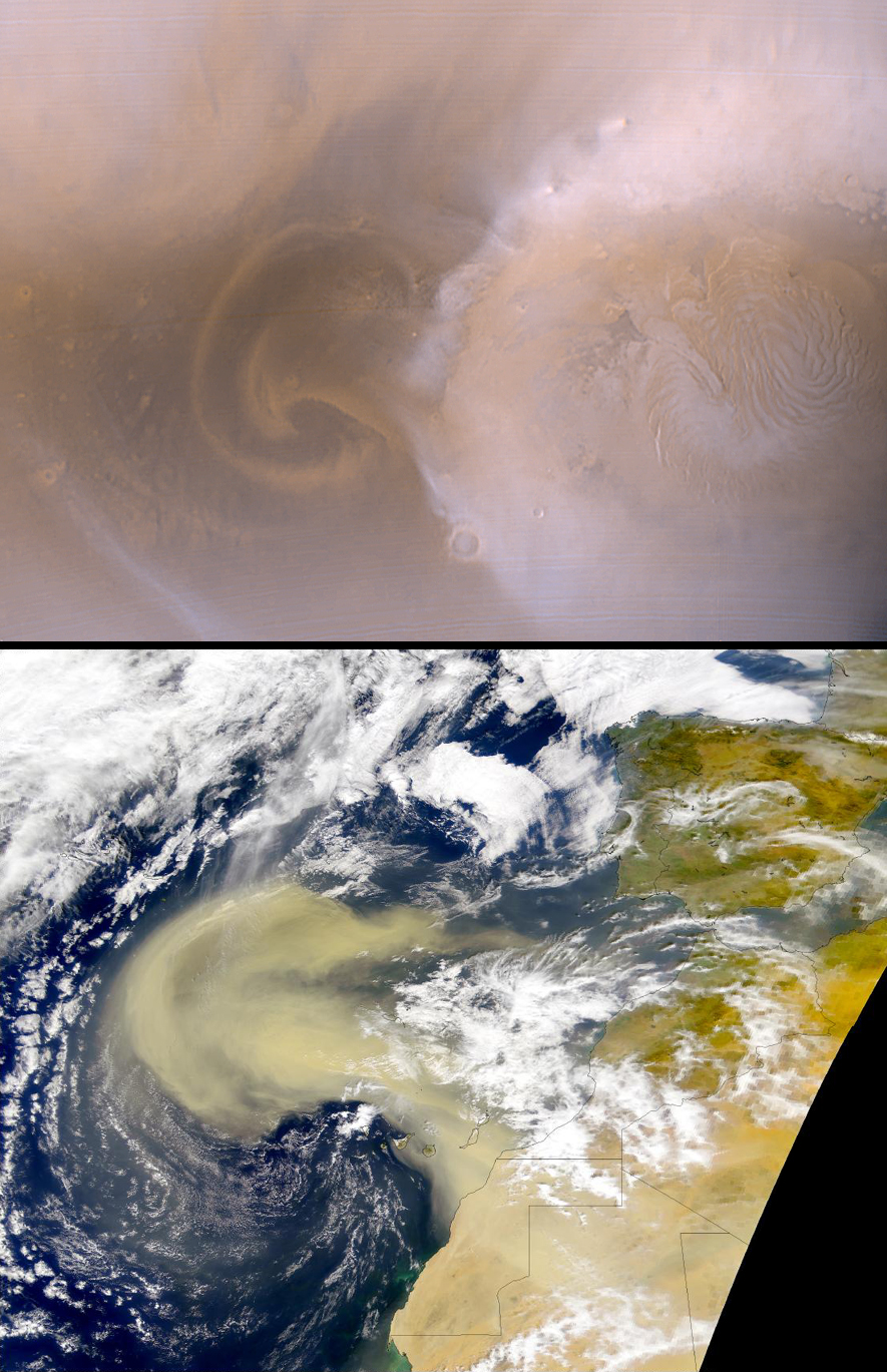 A Polar Martian Dust Storm