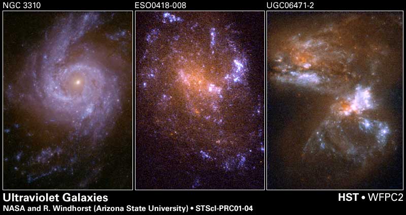 Spiral'naya galaktika NGC 3310 v ul'trafiolete