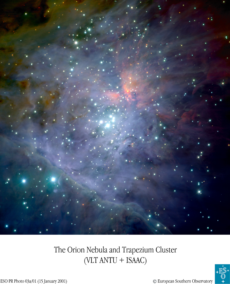 Bol'shaya tumannost' Oriona glazami teleskopa VLT