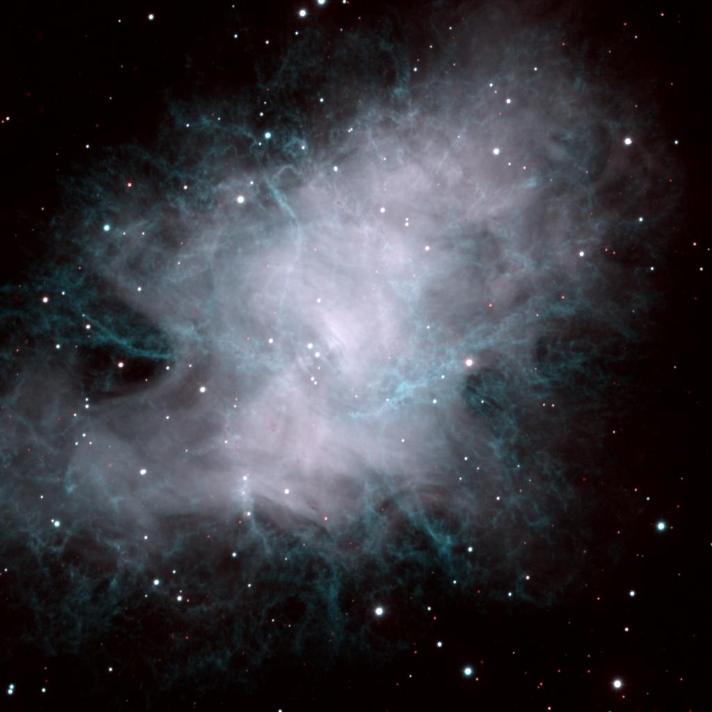 The Crab Nebula in Blue and White