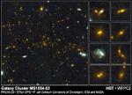 Столкновения галактик в далеком скоплении