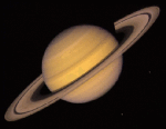 Сатурн, кольца и два спутника 