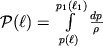 ${\cal P}(\ell) = \int\limits_{p(\ell)}^{p_1 (\ell_1)} \frac{dp}{\rho}$