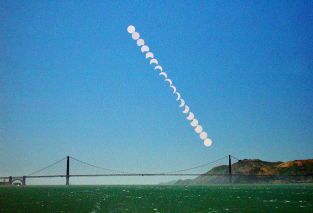 A Partial Eclipse Over the Golden Gate Bridge