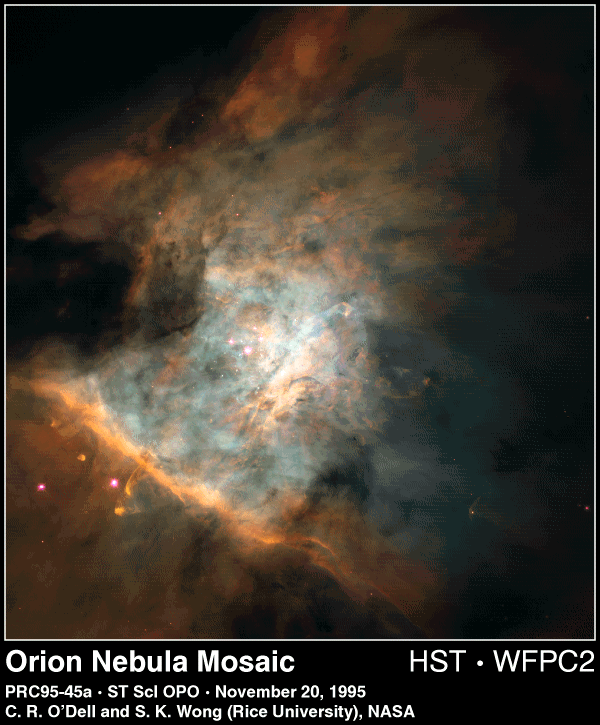 M42: mozaichnoe izobrazhenie tumannosti Oriona