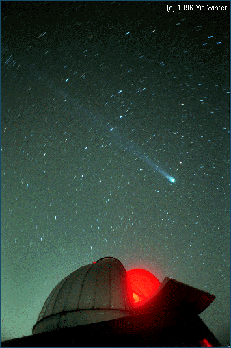 Hyakutake, Big Dipper, and Observatory Dome 