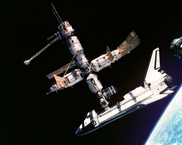 The Space Shuttle Docked with Mir