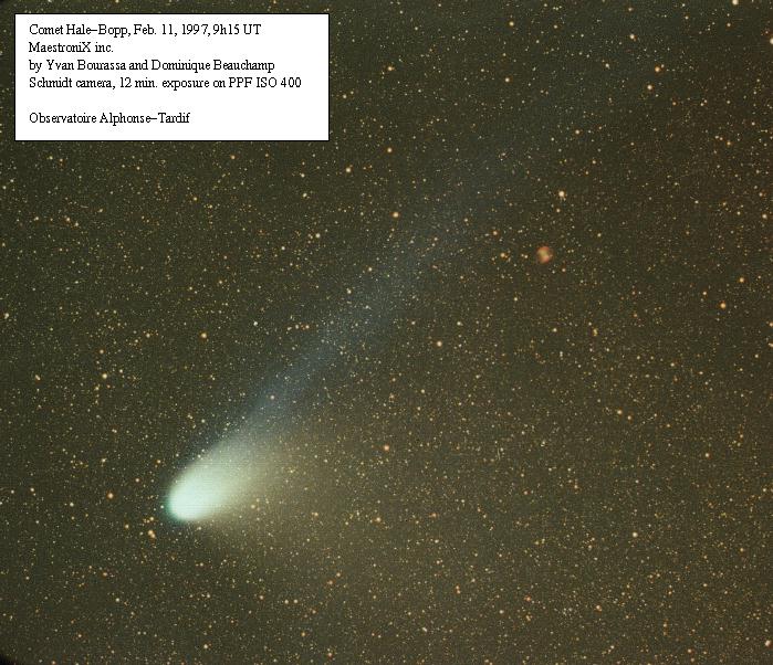 Comet Hale-Bopp and the Dumbbell Nebula