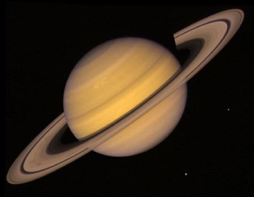 Saturn, Rings, and Two Moons
