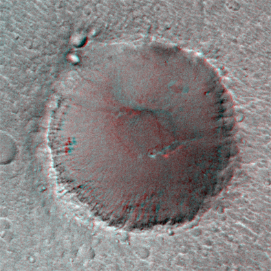 Mars: Big Crater in Stereo