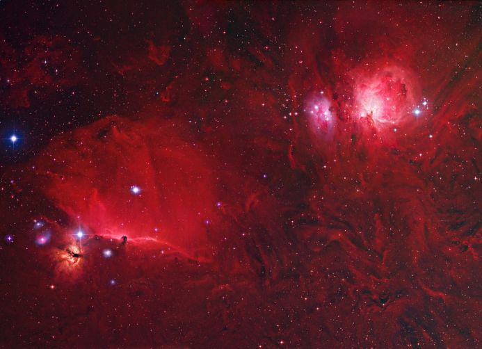 Glubokii obzor neba v oblasti sozvezdiya Oriona