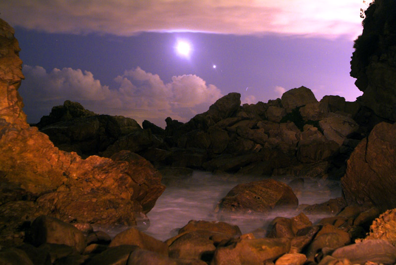 Moon and Venus over Corona Del Mar Beach