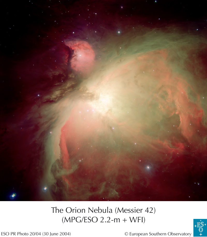 Tumannost' Oriona v liniyah kisloroda, vodoroda i sery