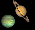 Эволюция элементов орбит Юпитера и Сатурна на длительных интервалах времени