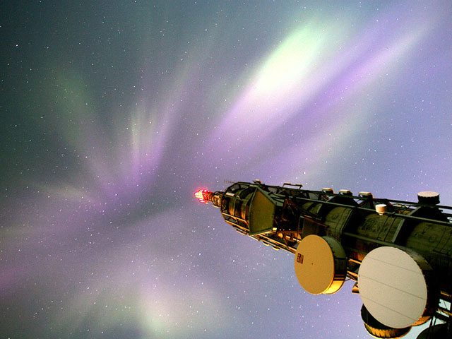Aurora Over a Communications Tower
