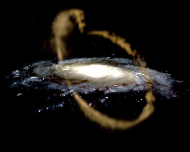 Prilivnyi potok v Strel'ce i karlikovaya galaktika