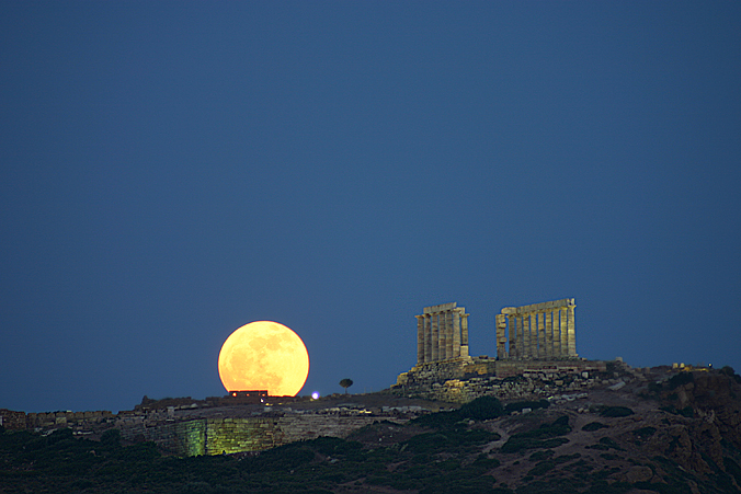 Moonrise, Cape Sounion, Greece