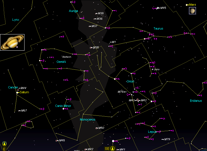 Saturn i zvezda HIP 42705 v 21 chas 28 minut (Msk) 25.01.06