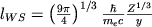 \( l_{WS}=\left( \frac{9\pi }{4}\right) ^{1/3}\frac{\hbar }{m_{e}c}\frac{Z^{1/3}}{y} \)