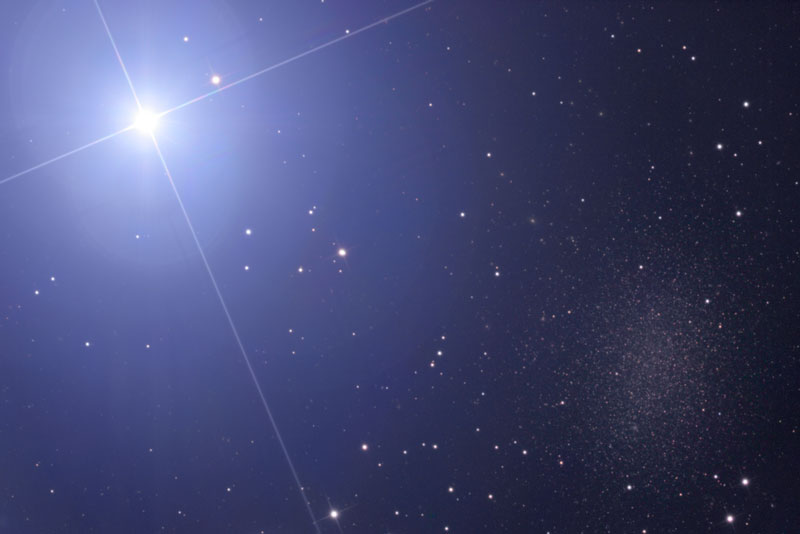 Bright Star Regulus near the Leo 1 Dwarf Galaxy