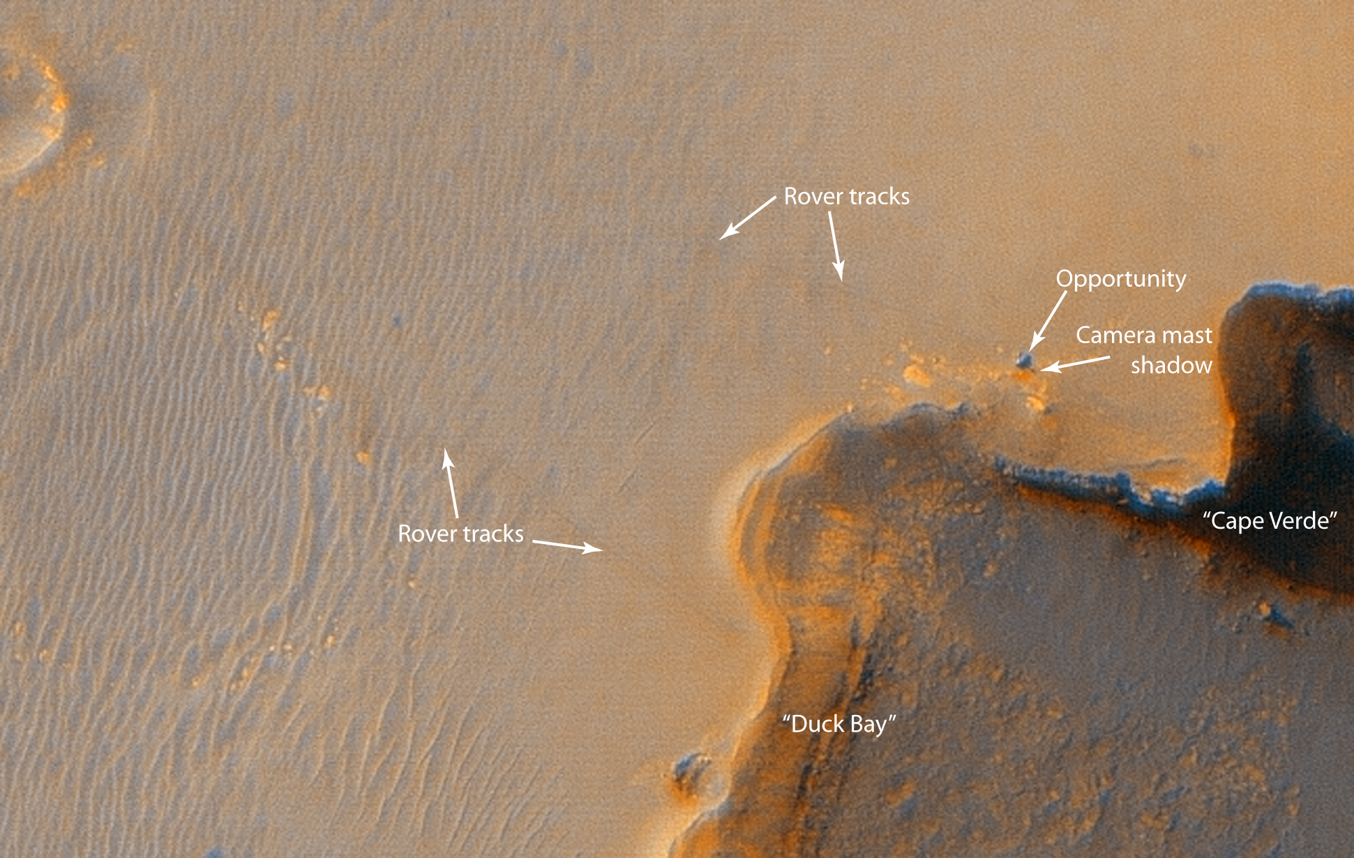 Marsohod okolo kratera Viktoriya: snimok s orbity