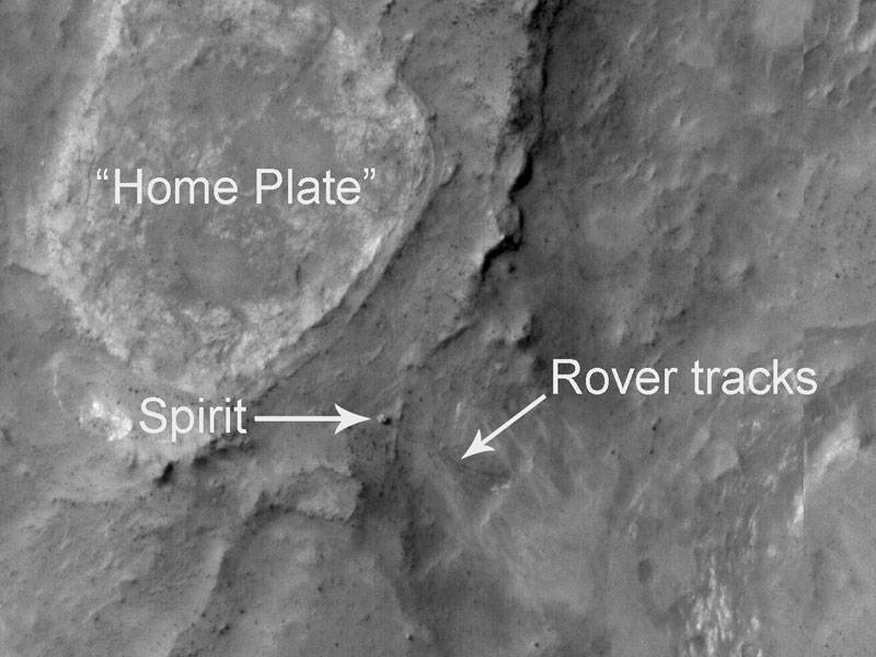 Spirit Rover on Mars Imaged from Orbit
