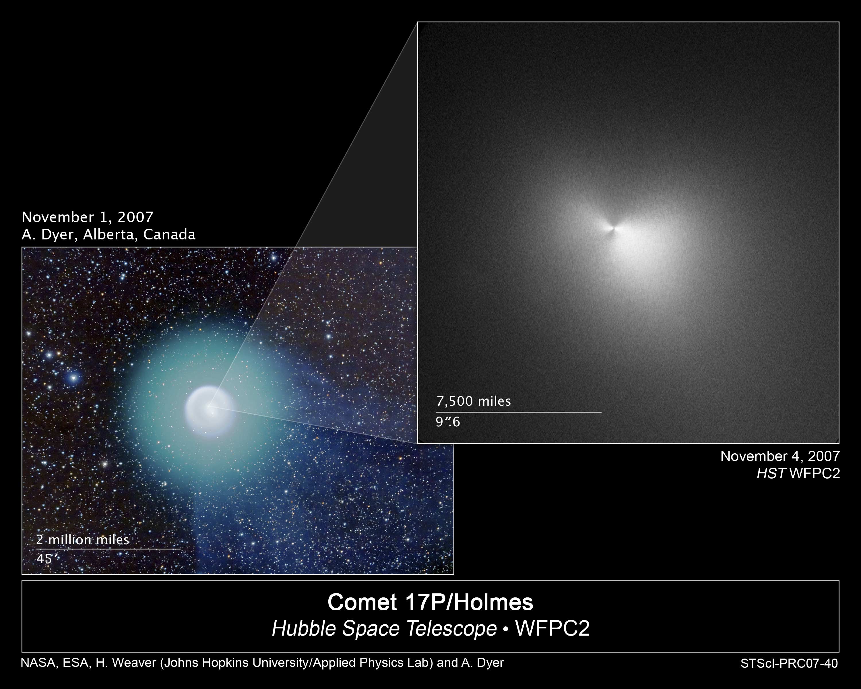 Kometa Holmsa v kosmicheskii teleskop im. Habbla