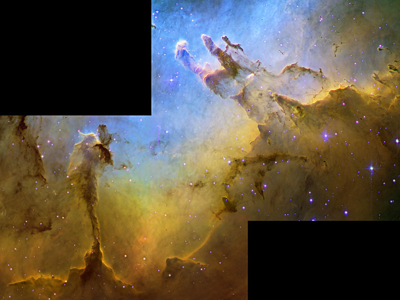 The Eagle Nebula in Hydrogen Oxygen, and Silicon