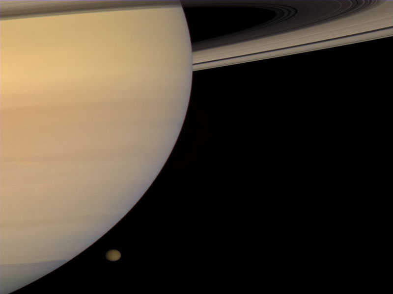Сатурн и Титан: вид с Кассини