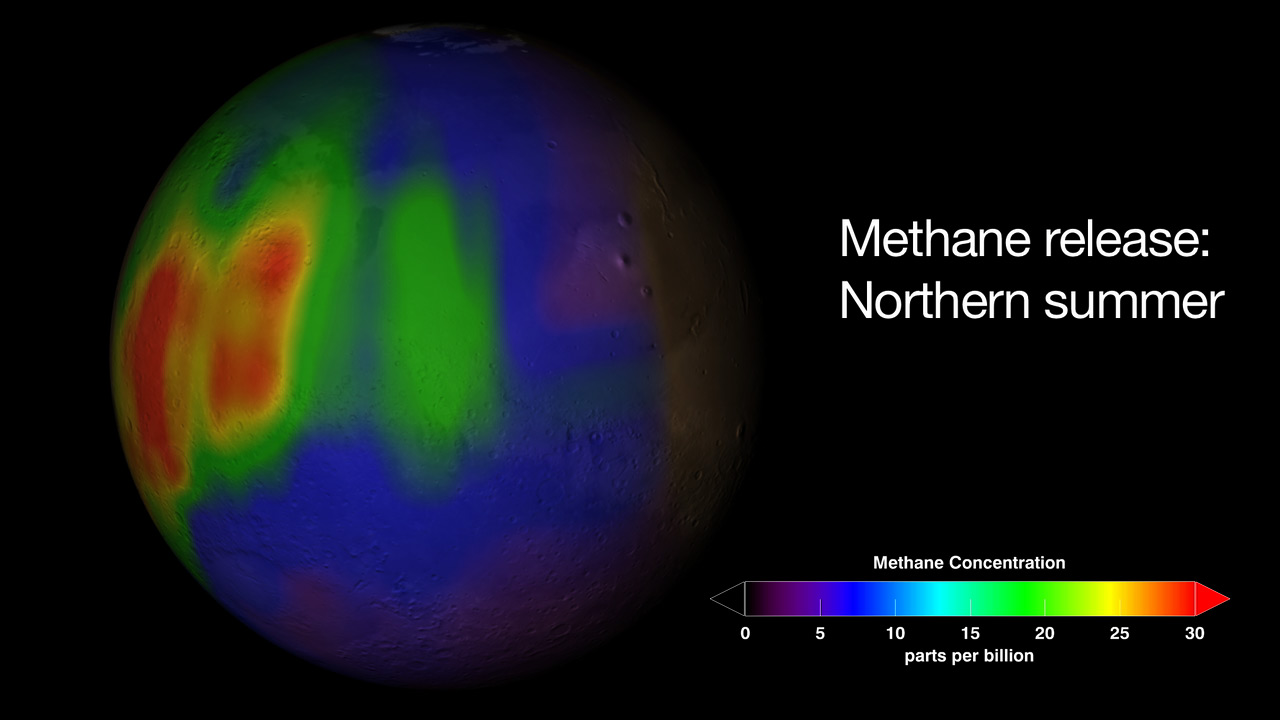 V atmosfere Marsa obnaruzhen metan