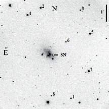 Фотография SN2008ha и галактики UGC 12682, в которой она   
вспыхнула (из статьи arXiv: 0902_2794)