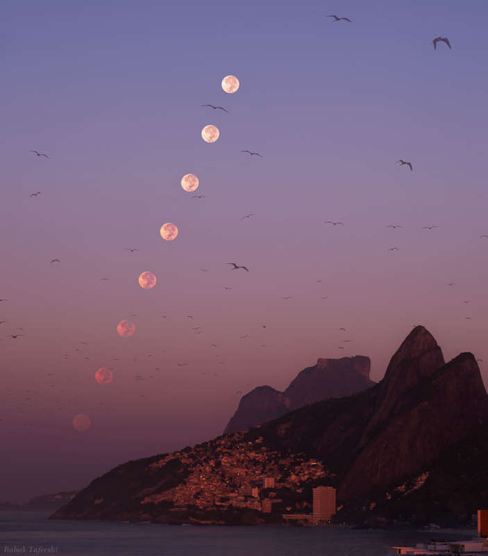 Utrennii zahod Luny nad Rio