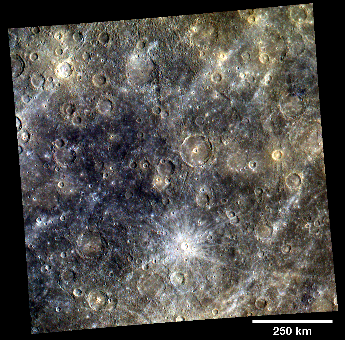 Mercury's Surface in Exaggerated Color