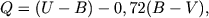 $$
Q = (U - B) - 0,72(B - V),
$$