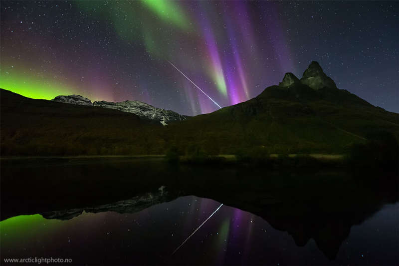 Aurora and Fireball Over Norway