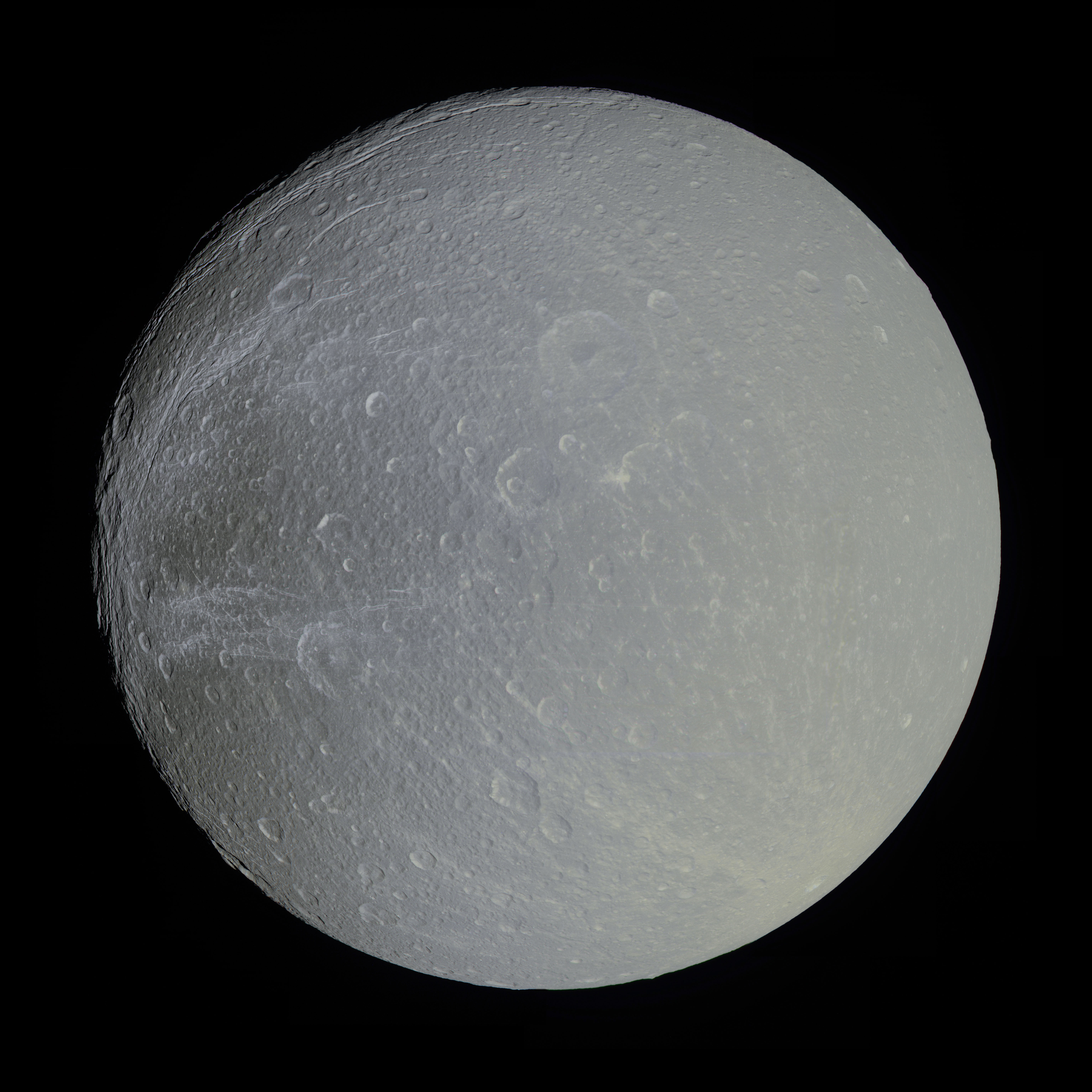 Saturns Moon Dione in Slight Color