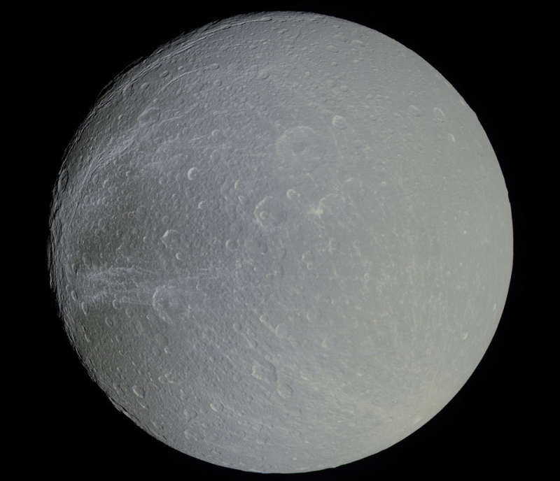 Saturns Moon Dione in Slight Color