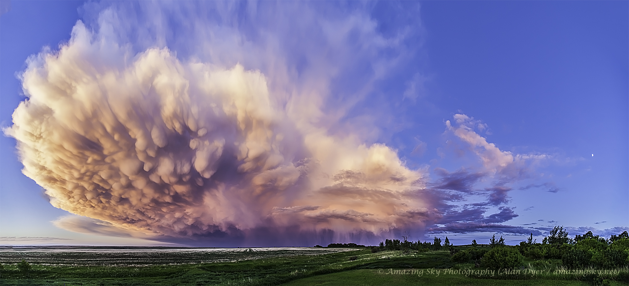 A Retreating Thunderstorm at Sunset