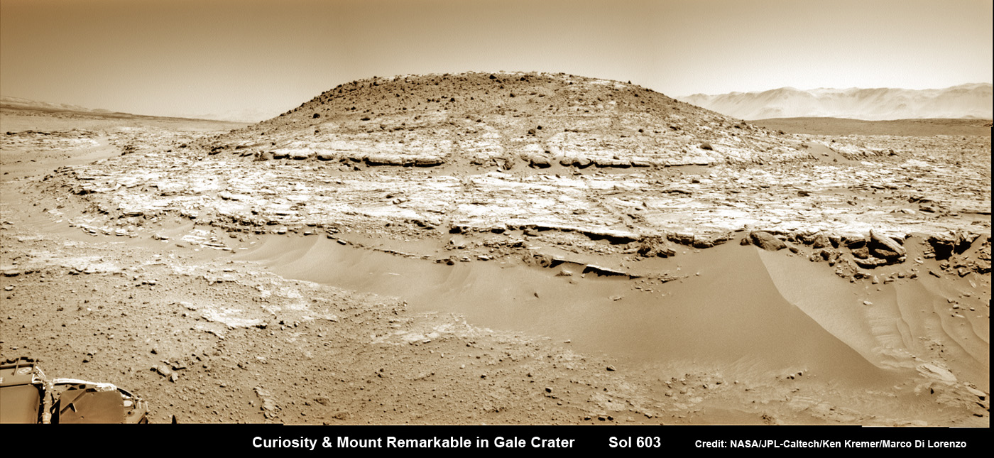 Curiosity Inspects Mt Remarkable on Mars