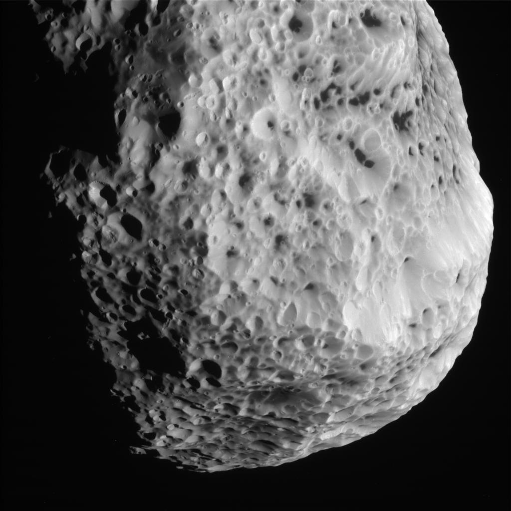 Flyby Image of Saturns Sponge Moon Hyperion
