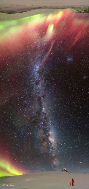 Milky Way and Aurora over Antarctica