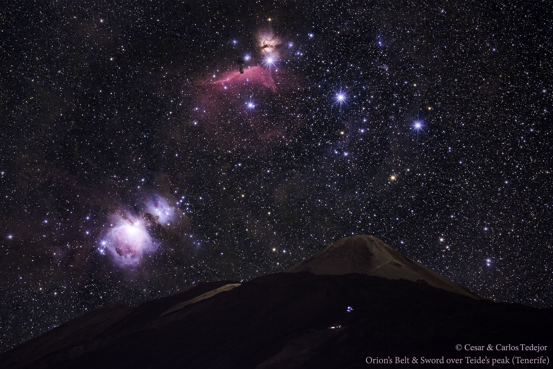 Poyas i Mech Oriona nad vershinoi Teide