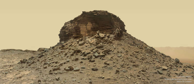 A Crumbling Layered Butte on Mars