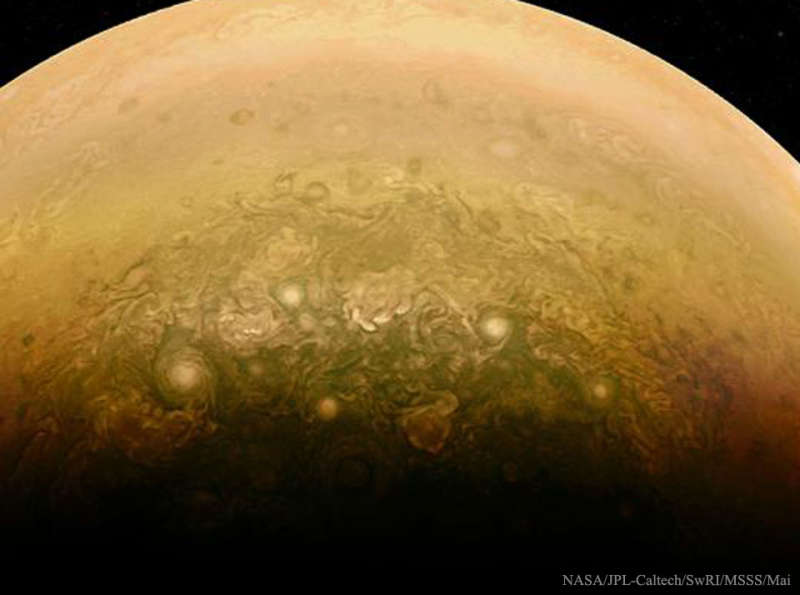 Clouds Near Jupiters South Pole from Juno