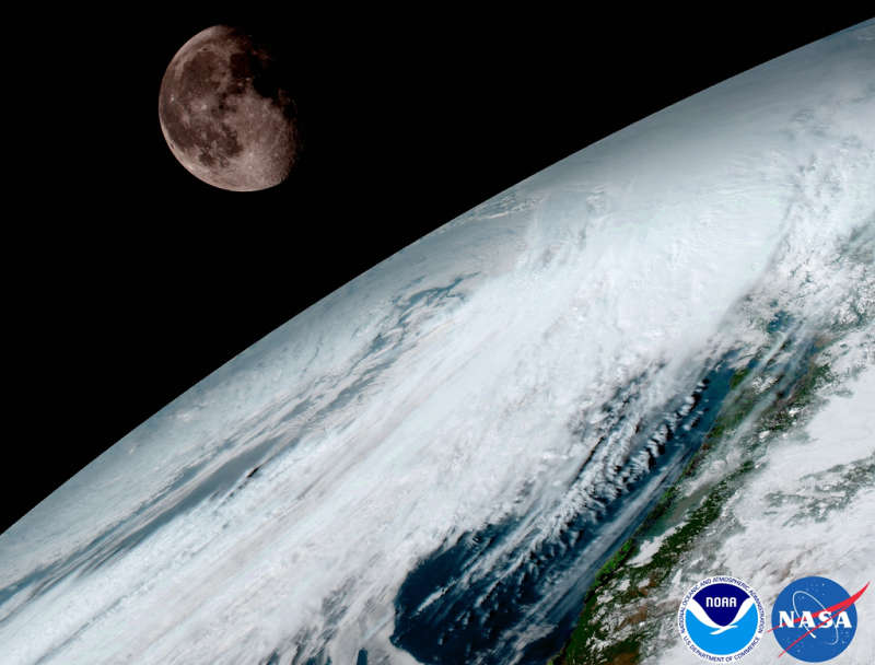 GOES 16: Moon over Planet Earth