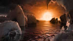 Поверхность планеты TRAPPIST 1f в представлении художника