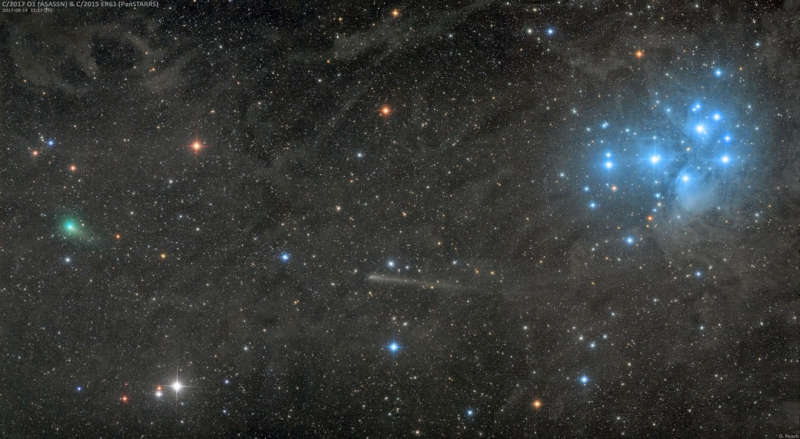 Two Comets and a Star Cluster